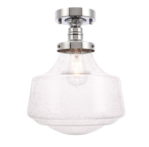 ZC121-LD6241C - Living District: Lyle 1 light Chrome and Clear seeded glass Flush mount