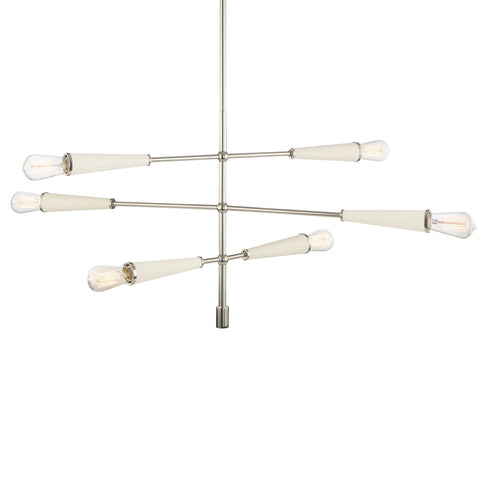 6 Light Polished Nickel Mid Century Modern Chandelier - C193-3806-PN