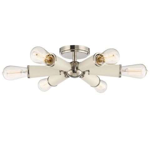 6 Light Polished Nickel Mid Century Modern Ceiling Mount - C193-3807-PN_CEILING