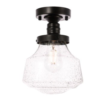 ZC121-LD6246BK - Living District: Lyle 1 light Black and Clear seeded glass Flush mount