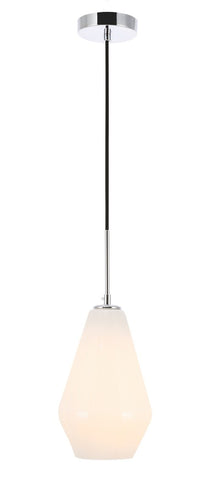 ZC121-LD2261C - Living District: Gene 1 light Chrome and Frosted white glass pendant