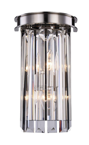 ZC121-1238W8PN/RC - Urban Classic: Sydney 2 light Polished nickel Wall Sconce Clear Royal Cut Crystal