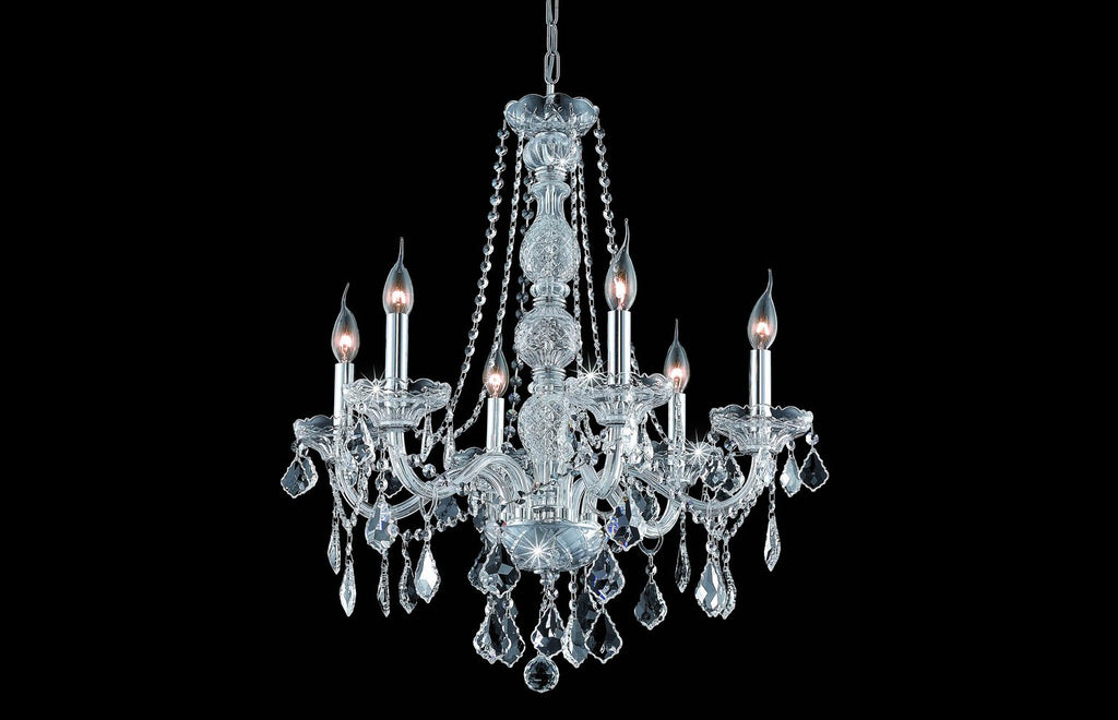 C121-7856D24C/EC - Regency Lighting: Verona 6 light Chrome Chandelier Clear Elegant Cut Crystal