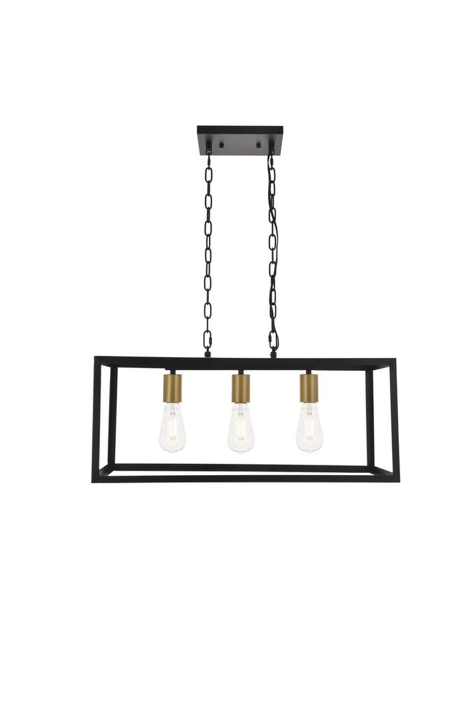 ZC121-LD4063D25BRB - Living District: Resolute 3 light brass and black Pendant