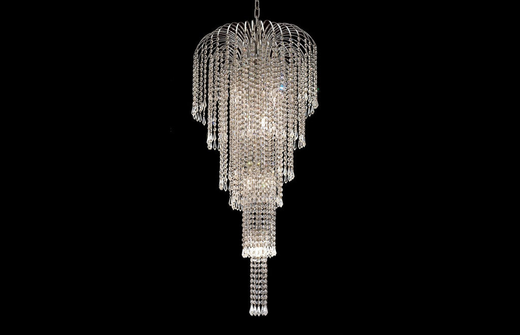 C121-6801G19C/RC - Regency Lighting: Falls 9 light Chrome Chandelier Clear Royal Cut Crystal