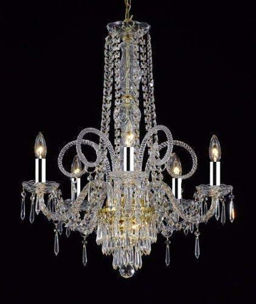Crystal Chandelier Murano Venetian Style Chandeliers Lighting w/Chroem Sleeves 25"x24" - G46-B43/CG/20048/5