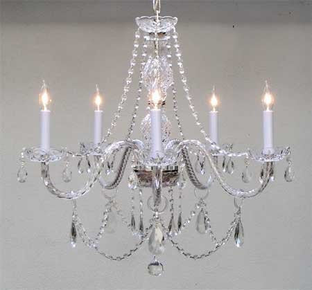MURANO VENETIAN STYLE ALL CRYSTAL CHANDELIER H25" x W24" - Go-A46-380/5