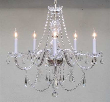 MURANO VENETIAN STYLE ALL CRYSTAL CHANDELIER H25" x W24" - Go-A46-380/5