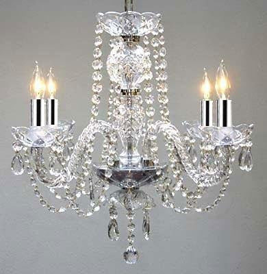 New! Authentic All Crystal Chandelier Chandeliers w/Chrome Sleeves! H17 x W17 - GO-J10-B43/26098/4