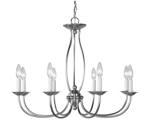 Livex Home Basics 8 Light Brushed Nickel Chandelier - C185-4158-91