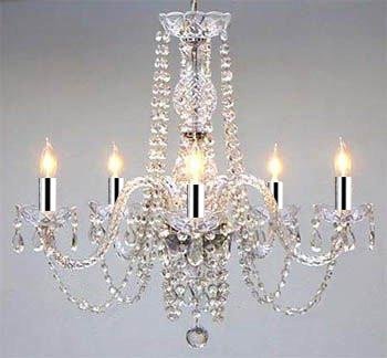 Empress Crystal (tm) Chandelier Chandeliers Lighting with Chrome Sleeves! H25 x W24 - GO-A46-B43/384/5
