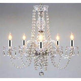 Swarovski Crystal Trimmed Chandelier! Chandelier with Chrome Sleeves! H25 X W24 - A46--B43/384/5SW