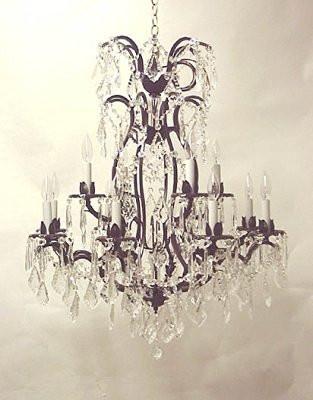 Wrought Iron Crystal Chandelier W/Swarovski Crystal H36" X W28" - A83-52/3034/8+4Sw