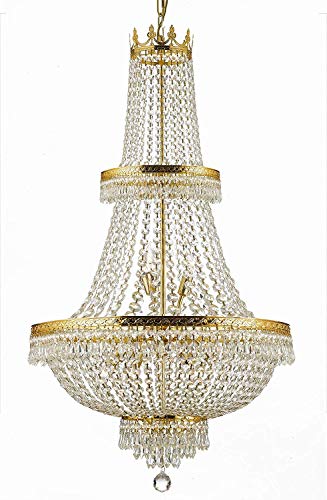 Made with Swarovski Crystal French Empire Crystal Chandelier Lighting H50" X W24" Good for Foyer, Entryway, Family Room, Living Room and More! - A500-CG/870/15SW