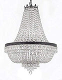 Set of 2-1 French Empire Crystal Chandeliers Lighting H36" X W30" w/Dark Antique Finish! and 1 French Empire Crystal Chandeliers Lighting H30" X W24" w/Dark Antique Finish! - 1EA CB/870/14 + 1EA CB/870/9 A500-