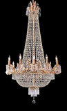 Set of 2-1 French Empire Gold Crystal Chandelier Lighting W 25" H52" 12 Lights and 1 French Empire Gold Crystal Chandelier Lighting 25 x 32, 12 Lights - A500-1EA C7/1280/8+4 + 1EA 1280/8+4