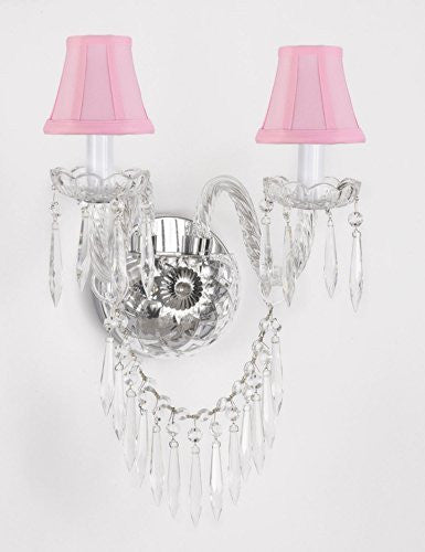 Murano Venetian Style All-Crystal Wall Sconce And - With Pink Shades - G46-Pinkshades/B27/2/386