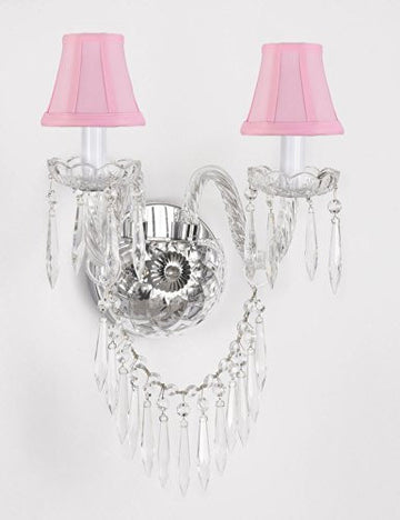 Murano Venetian Style All-Crystal Wall Sconce And - With Pink Shades - G46-Pinkshades/B27/2/386