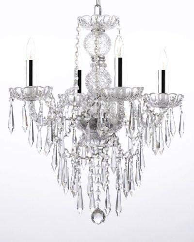 New! Authentic All Crystal Chandelier Chandeliers Lighting W/Crystal Icicles w/Chrome Sleeves! - J10-B43/B27/3/26098/4