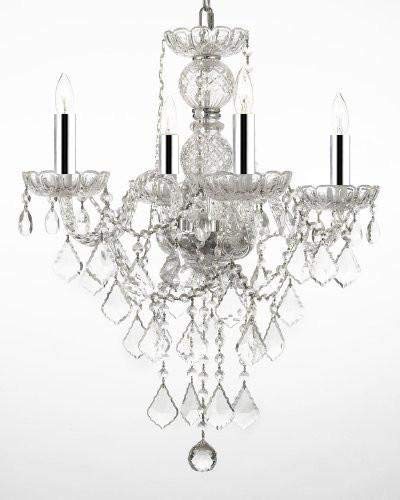 Swarovski Crystal Trimmed Chandelier! New! Authentic All Crystal Chandelier Lighting w/Chrome Sleeves! - J10-B43/3/26098/4 SW