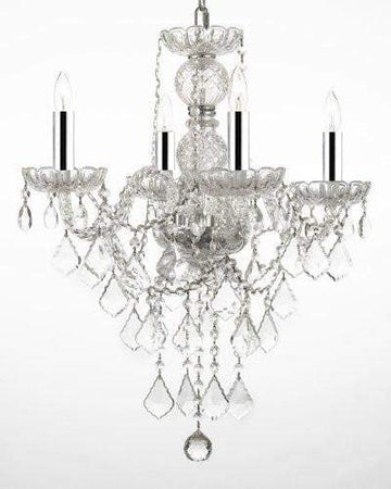 Swarovski Crystal Trimmed Chandelier! New! Authentic All Crystal Chandelier Lighting w/Chrome Sleeves! - J10-B43/3/26098/4 SW