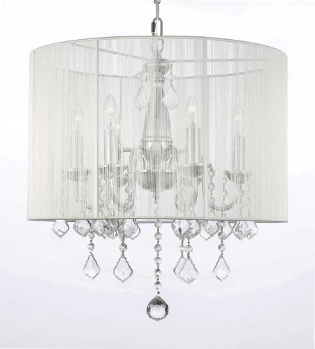 Crystal Chandelier With Shade Swag Plug In-Chandelier W/ 14' Feet Of Hanging Chain And Wire - J10-B15/1126/6