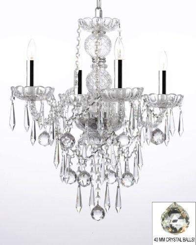 All Crystal Chandelier Lighting Chandeliers W/ 40MM Crystal Balls & Crystal ICICLES W/Chrome Sleeves! - J10-B43/B29/3/26098/4