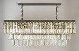 Set of 3-1 Palladium Empress Crystal (tm) Glass Fringe Chandelier and 1 Retro Palladium Glass Fringe Rectangular Chandelier and 1 Palladium Crystal Glass Fringe 3-Tier Chandelier - 1EA 1157/17B + 1EA 1156/12 + 1EA 1100