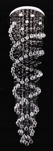 Modern Contemporary Chandelier Spiral "Rain Drop" Helix Chandeliers Lighting W/ Crystal Balls H 67" W 21" - G93-9414/7