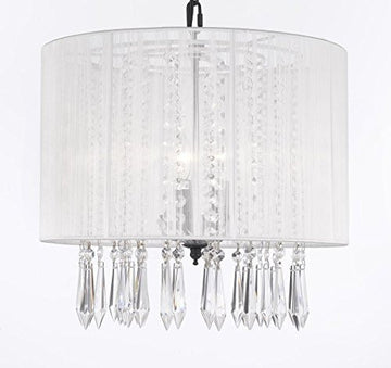 Crystal Chandelier Lighting Empress Crystal (Tm) Chandeliers With Large White Shade H15" X W15" - G7-B27/White/26028/3