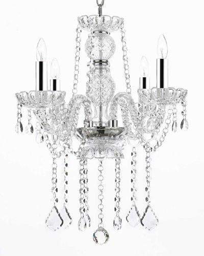 Authentic All Crystal Chandeliers Lighting Chandeliers W/Chrome Sleeves! - J10-B43/B14/26098/4