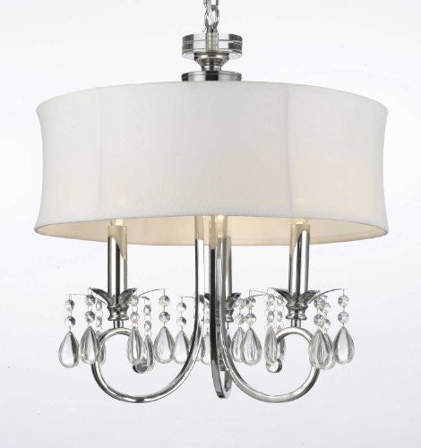 Fabric Shade 3-Light Crystal Chandelier Chandeliers LightingH 23" X W 18" - F7-1128/3