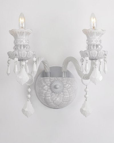 Snow White Venetian Style Crystal Wall Sconce Lighting - A46-Sconce/White/2/490