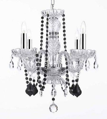 CRYSTAL CHANDELIER CHANDELIERS LIGHTING WITH BLACK COLOR CRYSTAL W/CHROME SLEEVES! - J10-B43/BLACKB2/26098/4