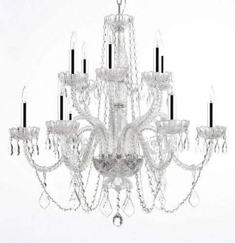 Chandelier Lighting Crystal Chandeliers w/Chrome Sleeves H27" X W32" - GO-B43/A46-385/6+6B