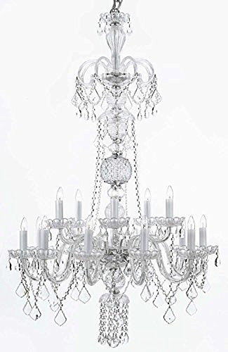 Swarovski Crystal Trimmed Chandelier Crystal Chandelier Lighting H48" X W32" - F46-Clear/590/15 Sw