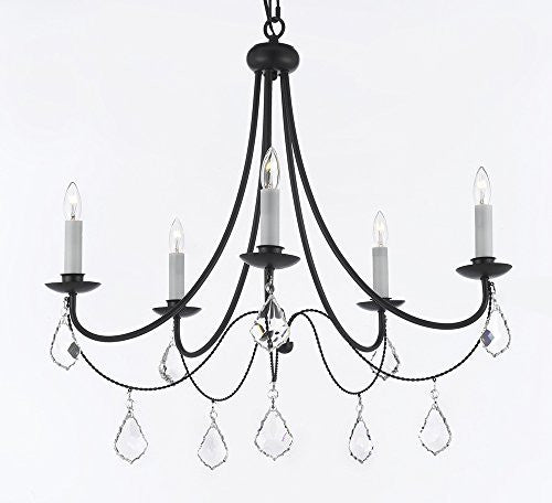Empress Crystal (Tm) Wrought Iron Chandelier Lighting H.22.5" X W.26" - J10-B7/26031/5