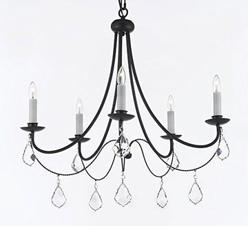 Empress Crystal (Tm) Wrought Iron Chandelier Lighting H.22.5" X W.26" - J10-B7/26031/5