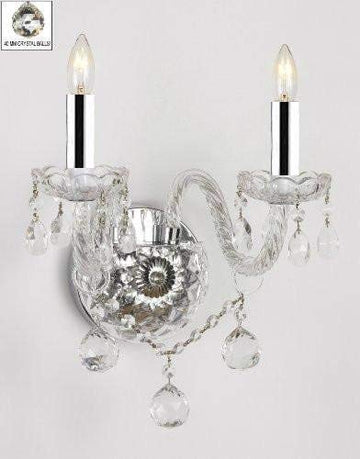 Swarovski Crystal Trimmed Wall Sconce! Murano Venetian Style All-Crystal Wall Sconce with Crystal Balls w/Chrome Sleeves! - G46-B43/B6/2/386 SW