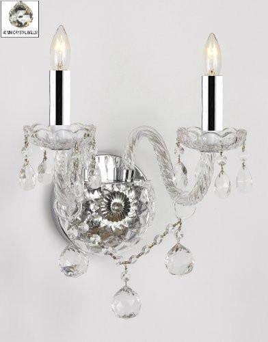 Murano Venetian Style All-Crystal Wall Sconce with Crystal Balls W/Chrome Sleeves! - G46-B43/B6/2/386