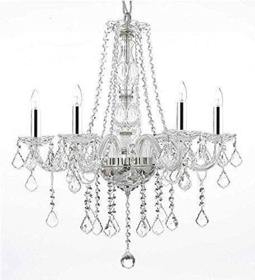 Swarovski Crystal Trimmed Chandelier! Crystal Chandelier Chandeliers Lighting w/Chrome Sleeves! - G46-B43/B26/384/5 SW