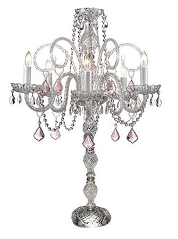 Set Of 10 Wedding Candelabras Candelabra Centerpiece Centerpieces W/Pink Crystal - Great For Special Events - Set Of 10 - G46-B2/545/5/Pinkcrystal- Set Of 10