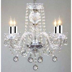 Murano Venetian Style All Crystal Chandelier w/Chrome Sleeves! H17" x W17" - J10-B43/B6/26098/4