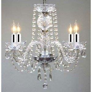 Swarovski Crystal Trimmed Chandelier! CHANDELIER CHANDELIERS DRESSED W/SWAROVSKI CRYSTAL! W/CHROME SLEEVES! H17" X W17" - J10-B43/26098/4SW