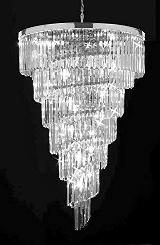 Set of 2 - Retro Palladium Empress Crystal (Tm) Glass Fringe 7 Tier Chandelier Lighting W 30" x H 50" - 2EA A93-26013/28