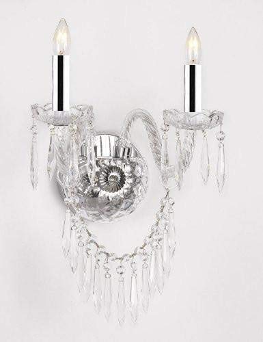 Murano Venetian Style Crystal Wall Sconce Lighting with Crystal Icicles w/Chrome Sleeves - G46-B43/B27/2/386