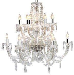 Chandelier Lighting Crystal Chandeliers with Chrome Sleeves! H27 X W32 - GO-A46-B43/385/6+6