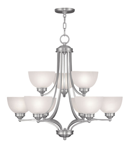 Livex Somerset 9 Light Brushed Nickel Chandelier - C185-4219-91