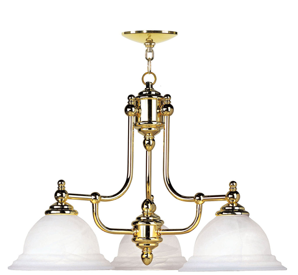 Livex North Port 3 Light Polished Brass Chandelier - C185-4253-02