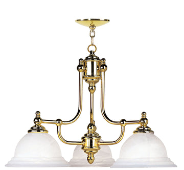 Livex North Port 3 Light Polished Brass Chandelier - C185-4253-02